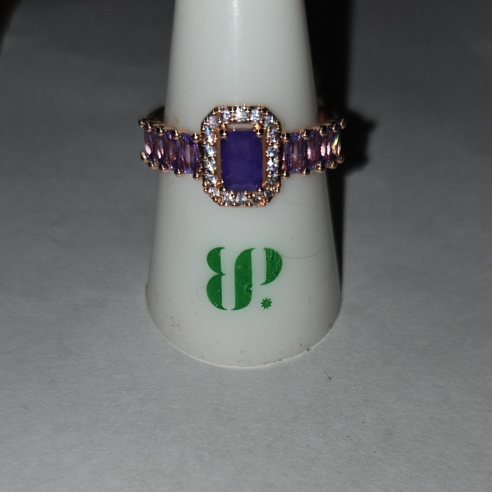 Radiant Purple Gemstone Ring with Sparkling Accents SIZE 9